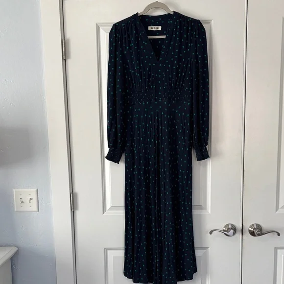 Boden Navy and green Long Sleeve Dress - Picture 2 of 8